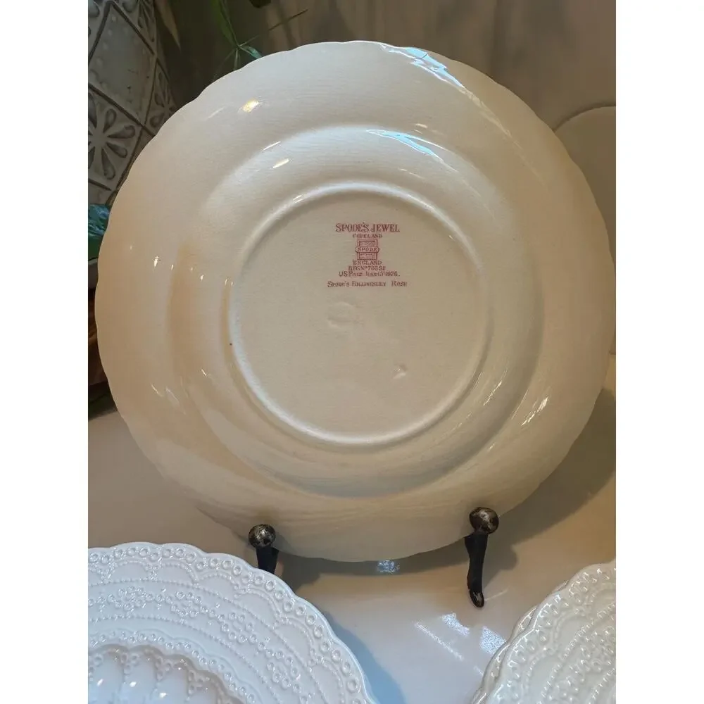 Vintage Set - Spode England Billingsley Rose Tea Party Luncheon Plates (6)